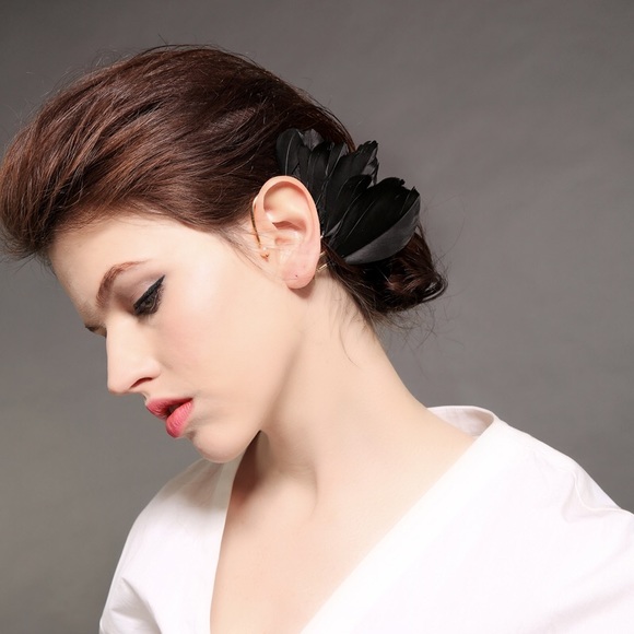 Jewelry - Black Bohemian Feather Ear Cuff Earring